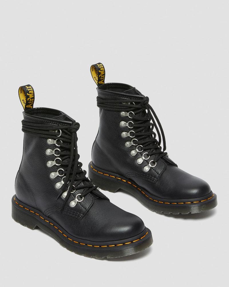 Dr Martens 1460 Laced Virginia Leren Veterlaarzen Dames Zwart | NL 605YXF